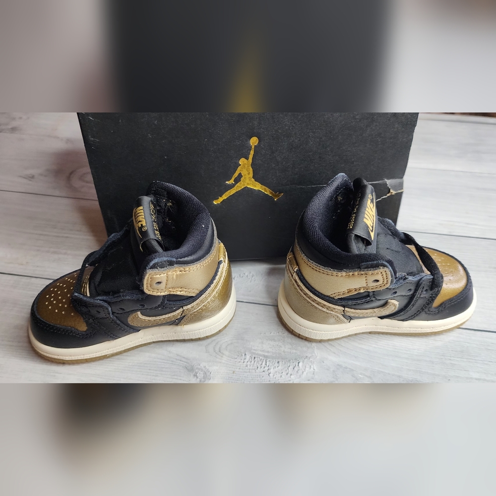 Nike Jordan 1 Air Force Black and Gold High-Top Sneakers - Youth